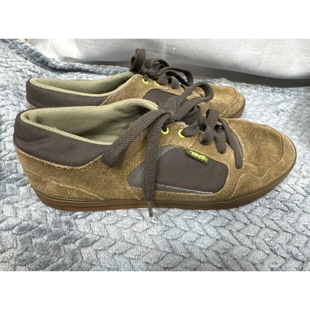 Teva Crank Mens Brown Suede Canvas Low Top Sneakers 1001486‎ Size 9